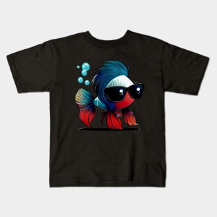 COOL BETTA FISH WITH SUNGLASSES Kids T-Shirt